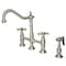 Kingston Brass KS1278AXBS Heritage Bridge Kitchen Faucet W/Brass Sprayer, Brushed Nkl KS1278AXBS - alternate 1
